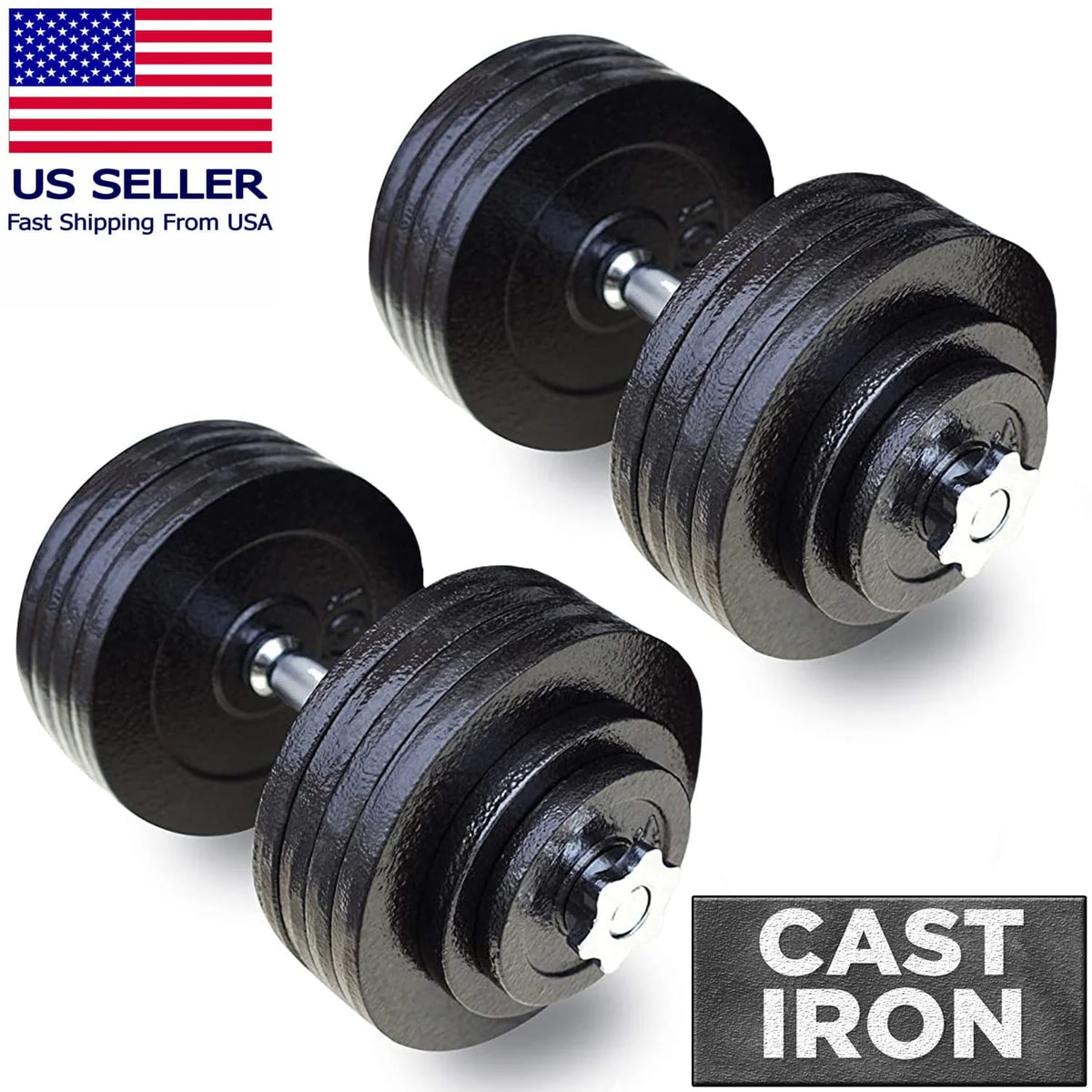 Adjustable Cast Iron Dumbbell Sets with Bars, Plates, Collars A726227