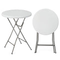 32" Plastic Folding Round Table Bar Height, HDPE, Gray Metal Finish, Black T61224