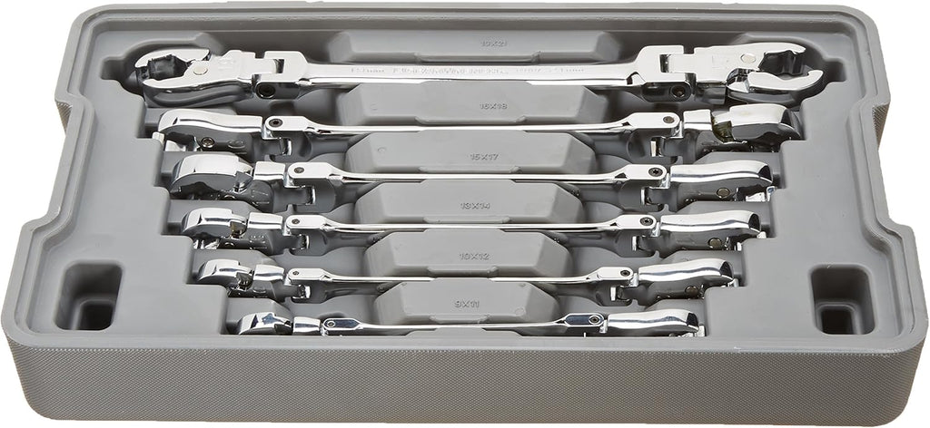 6 Pc. Ratcheting Flex Head Flare Nut Metric Wrench Set D538538