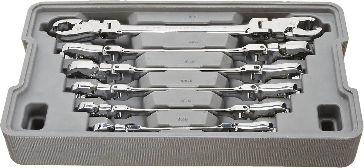 6 Pc. Ratcheting Flex Head Flare Nut Metric Wrench Set D538538