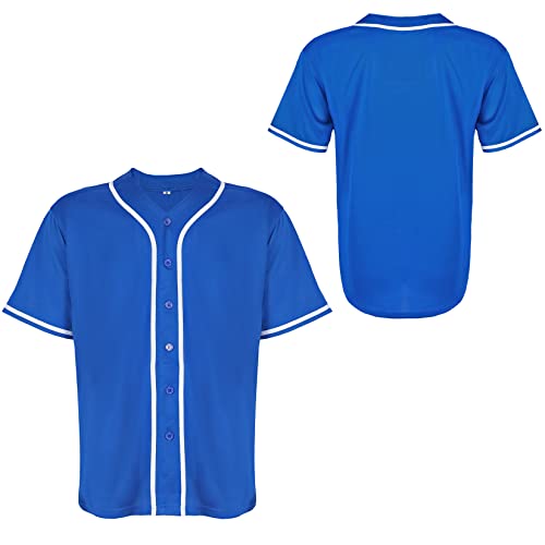 Mens Baseball Jersey Button Down Short Sleeve Shirts U91273