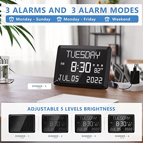 11.5" Large Display Digital Wall Clock with Calendar Q6786