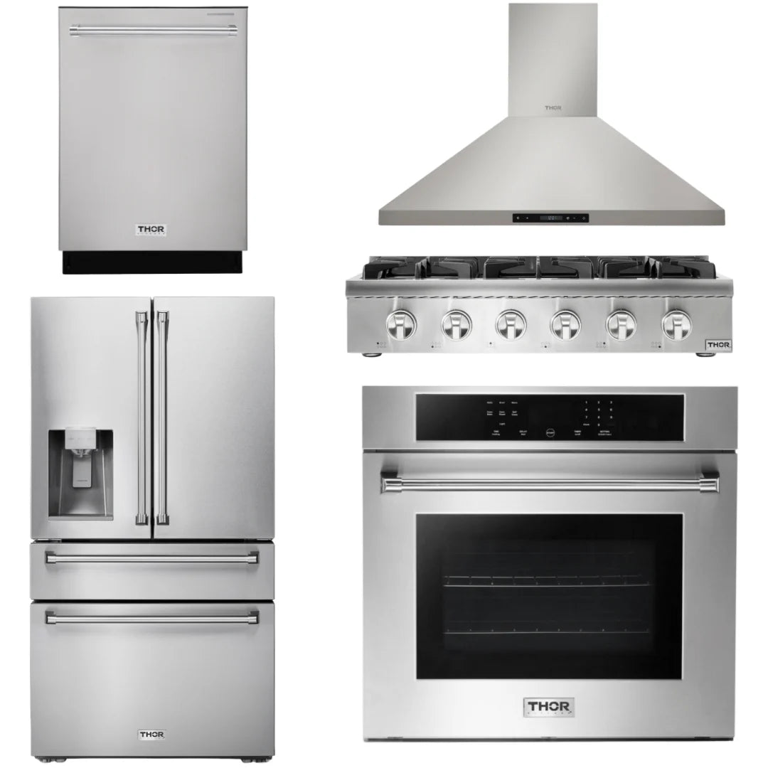 36 Propane Gas Rangetop, Range Hood, Wall Oven, Refrigerator with Water and Ice Dispenser, Dishwasher V23723