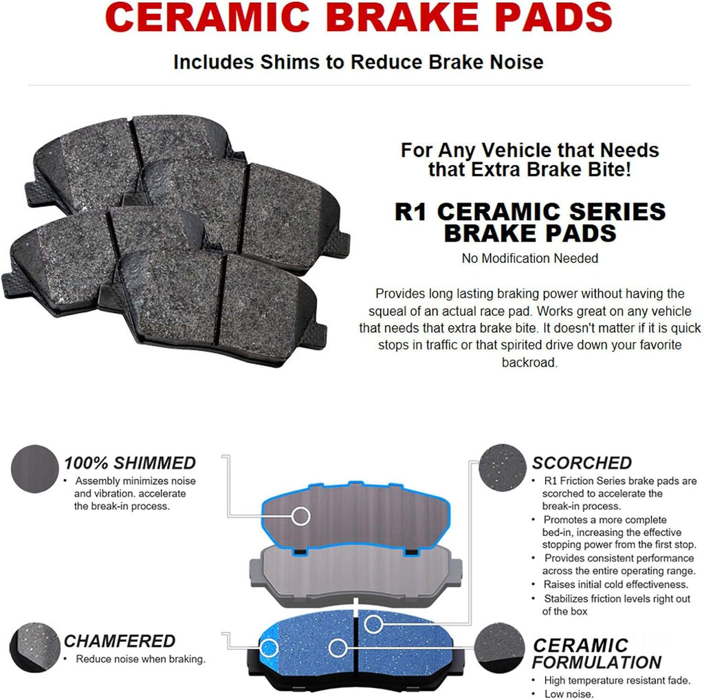 Front Rear Brake Rotors and Pads Kit Semi Metallic E9082