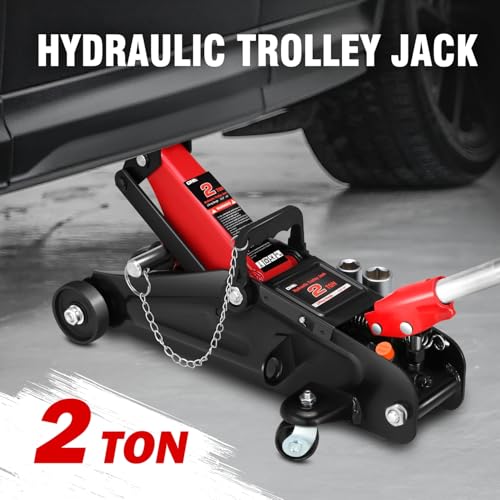 Low Profile Hydraulic Trolley Floor Jack, 2 Ton Capacity, Black Y645138