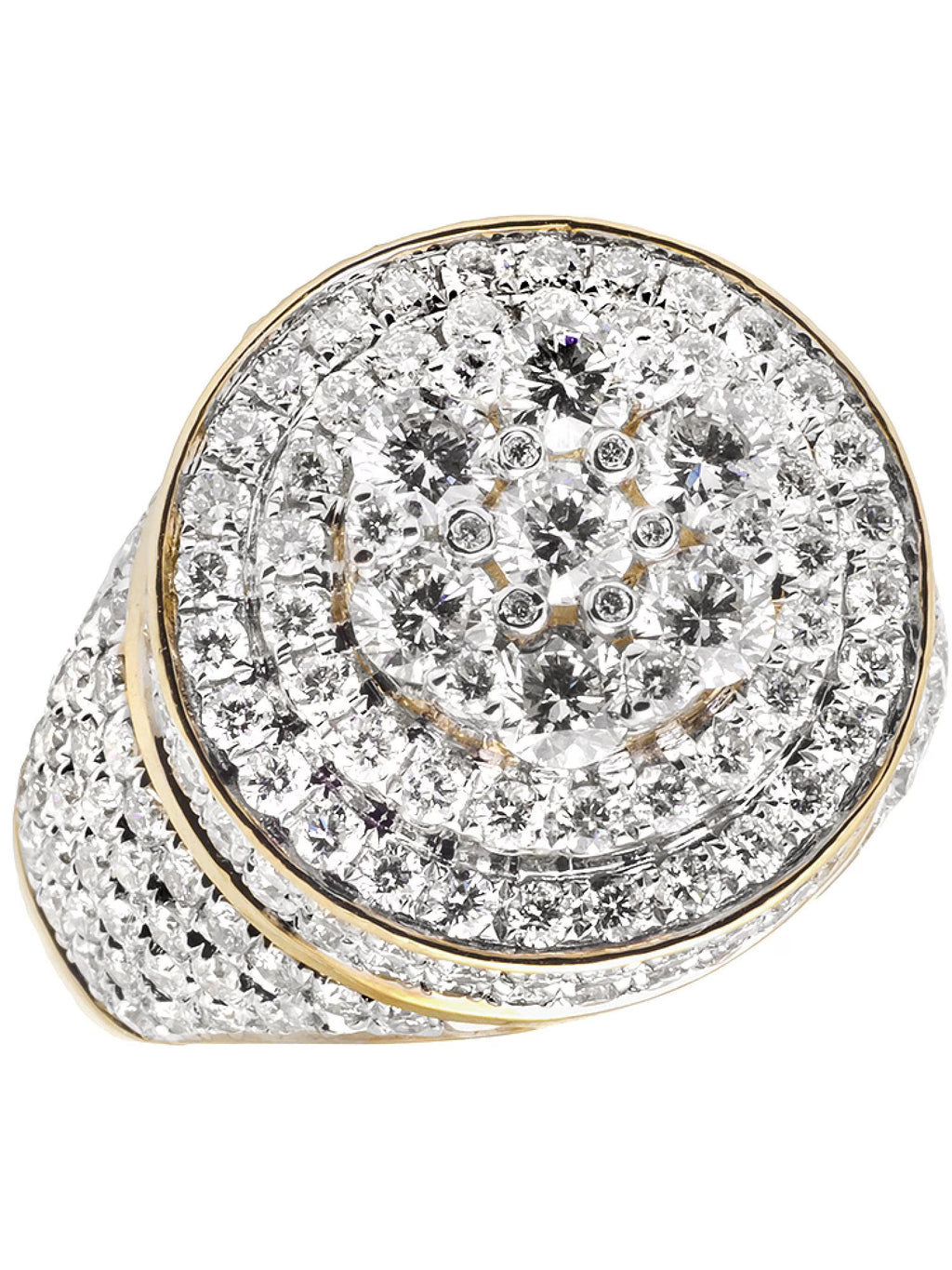 Yellow Gold 10K 3D Round Cluster Diamond Pinky Ring 4.65 ct R70587