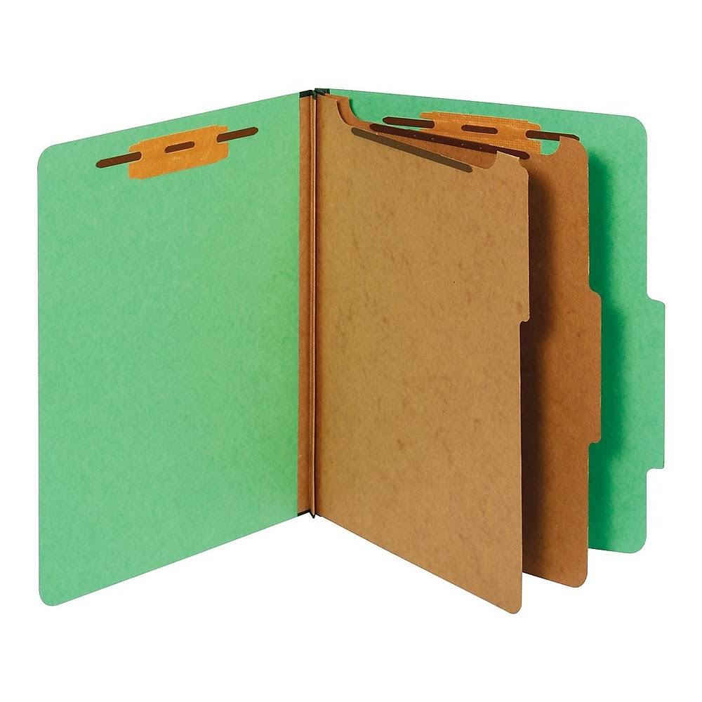Light Green Pressboard Classification Folder, 2-Dividers, Letter size, 20/Box U225593