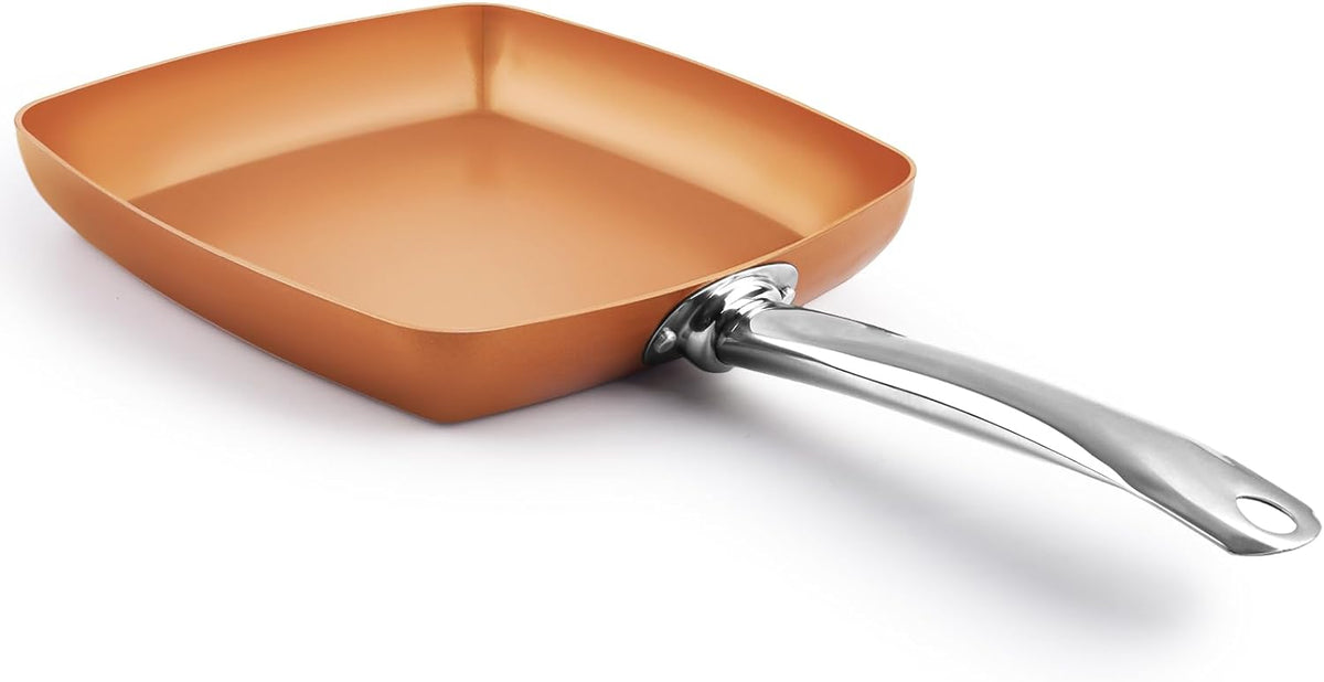 9.5" Non-Stick Copper Square Frying Pan with Ceramic Coating R35564