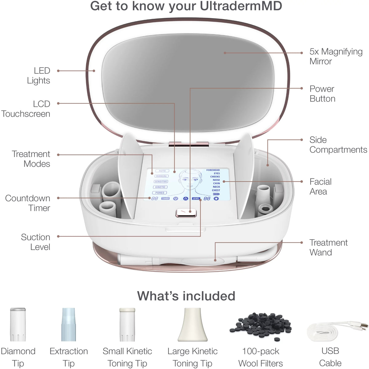 3 in 1 Microdermabrasion Machine with Diamond Tips - White B785428