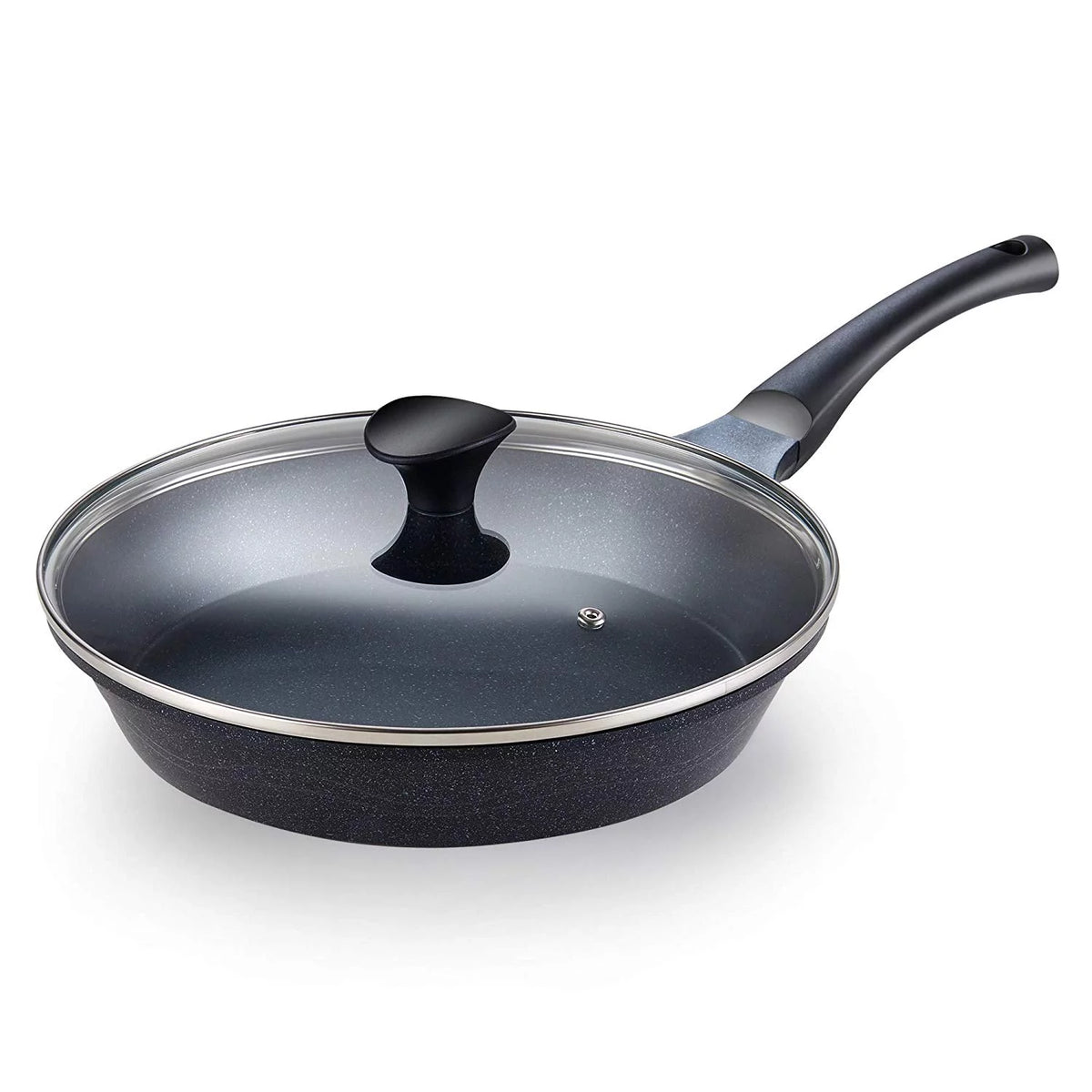 Nonstick Marble Coating Saute Fry Pan with Lid, 12-inch V875436