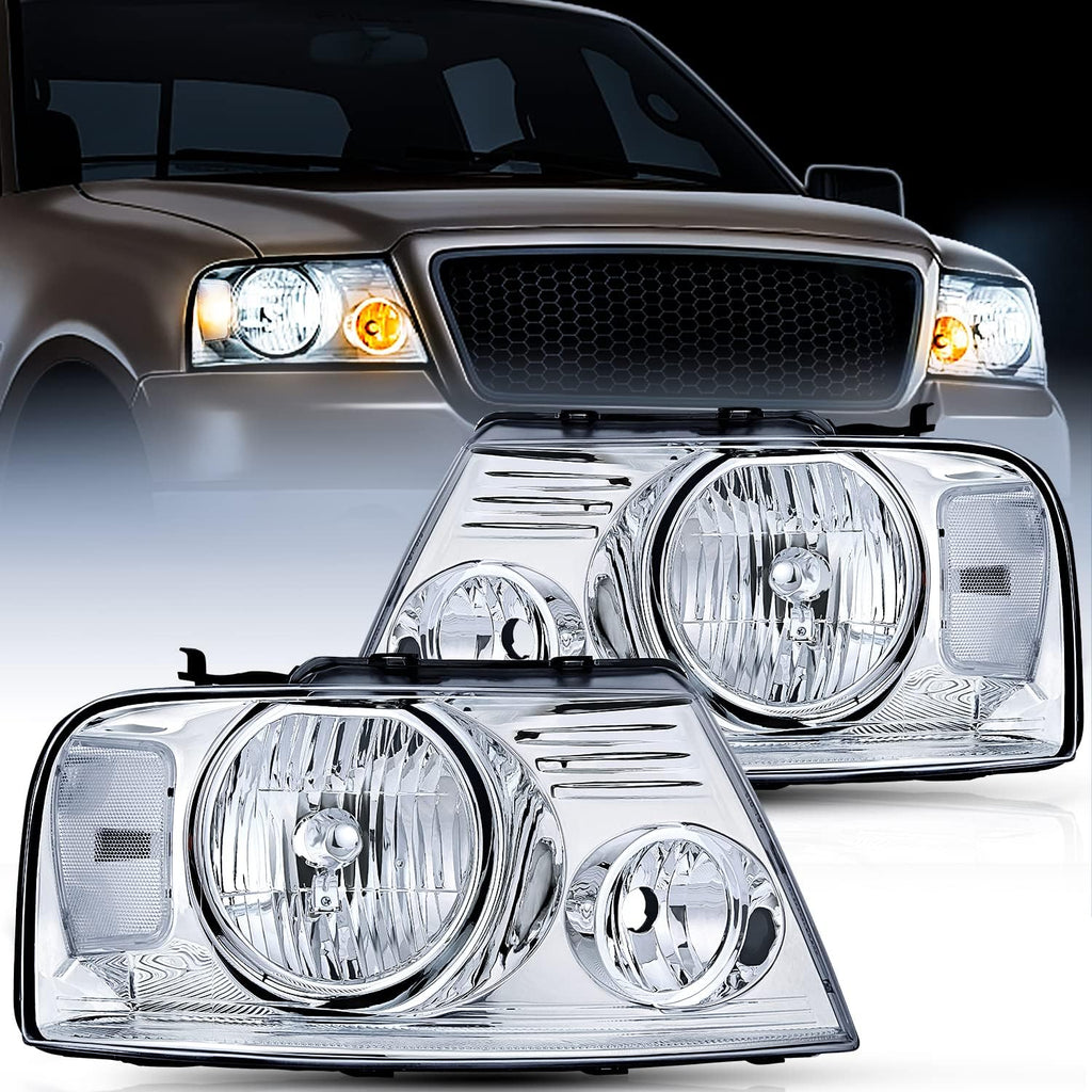 Chrome Housing Amber Reflector Headlight Assembly Replacement V4047