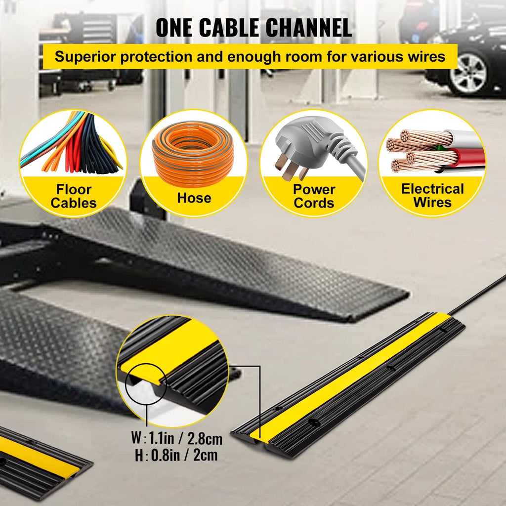 4 Pack 1-Channel Rubber Cable Protector Ramps Heavy Duty M1783