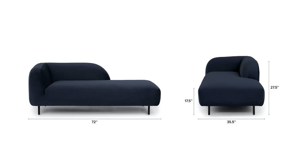 Blue Velvet Daybed with Black Metal Legs O208