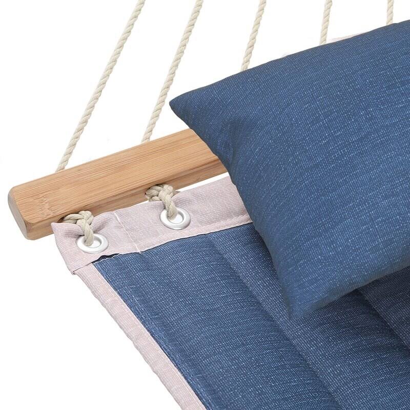 Blue Stripe Padded Hammock with Spreader Bar Q257