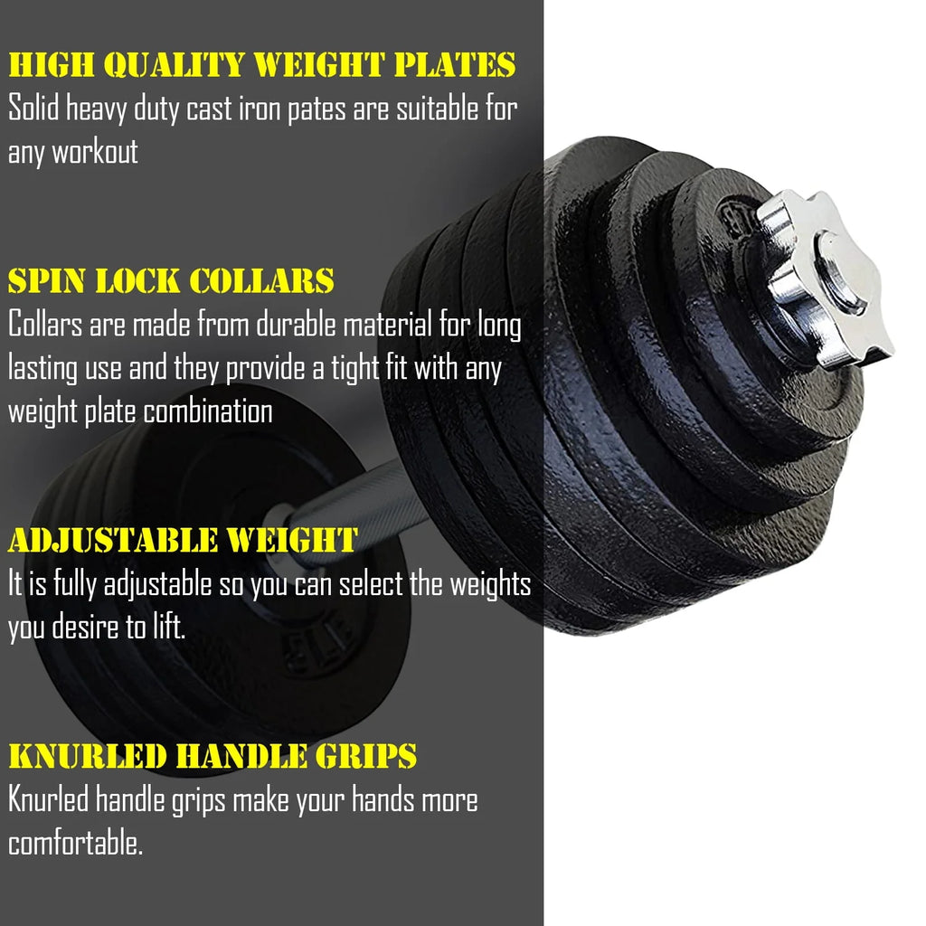 Adjustable Cast Iron Dumbbell Sets with Bars, Plates, Collars A726227