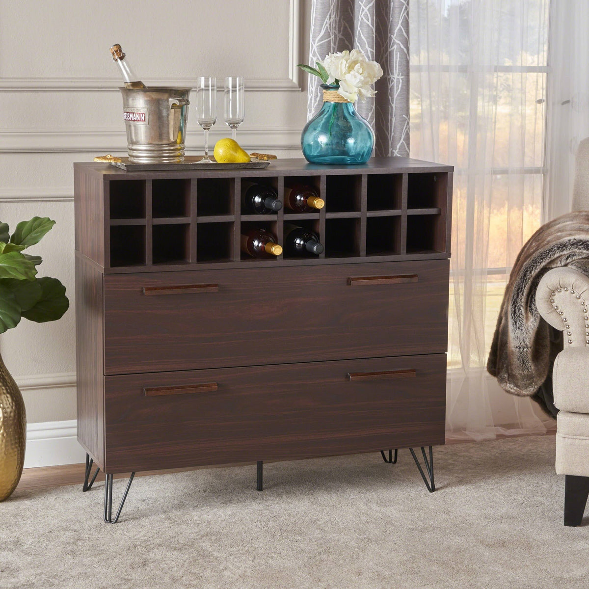 Bar Cabinet in Sonoma Gray Oak and Black U780