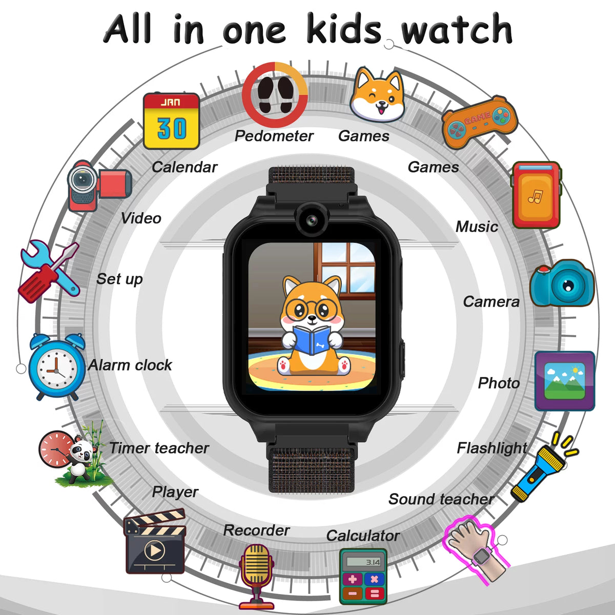 Black Kids Smart Watch with Dual Camera X540