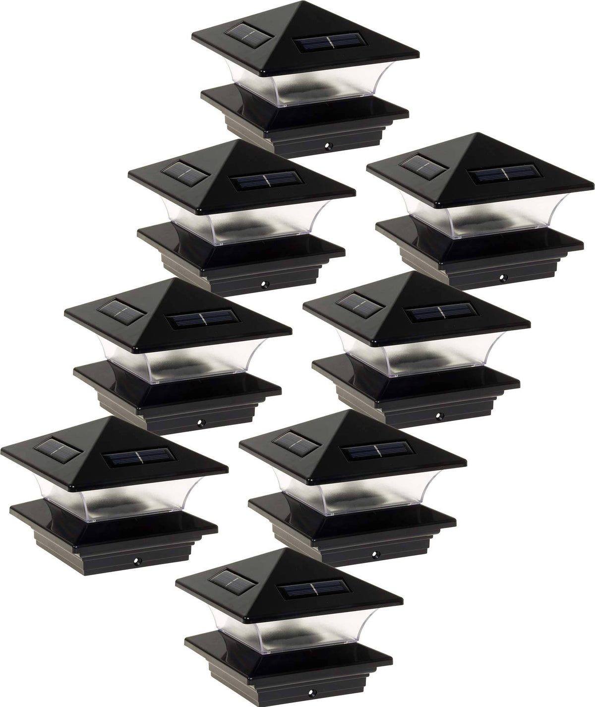 8 Pack Black Solar LED Post Cap Light for 4 x 4 Wood Posts T897