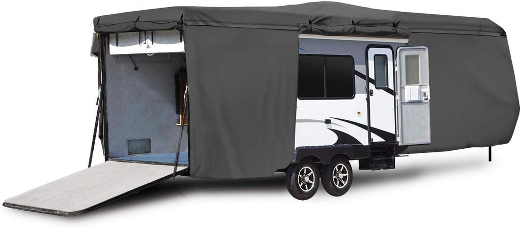 Waterproof RV Cover Fits Length 14'-16' Travel Trailer Camper with Zippered Panels C18210
