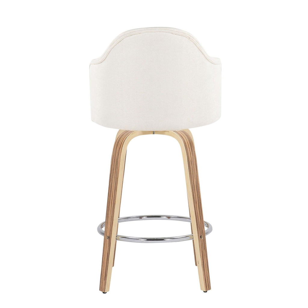 Fabric Counter Stools, Cream/Zebra, Set Of 2 V49597