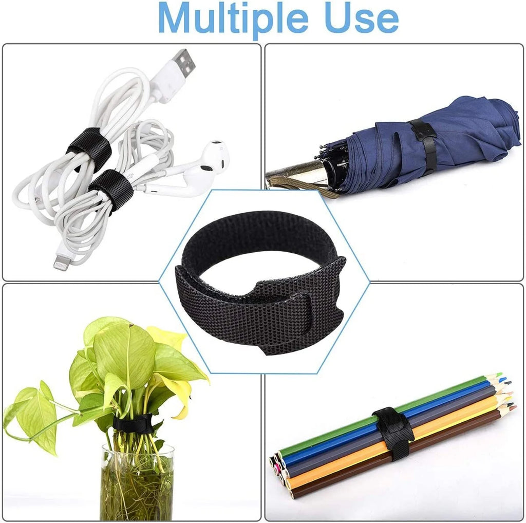 200PCS Black Reusable Velcro Cable Straps Q829