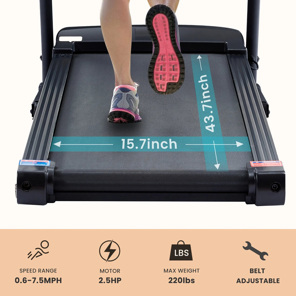 2.5HP Foldable Electric Treadmill with Shock-Absorbent Deck G4783