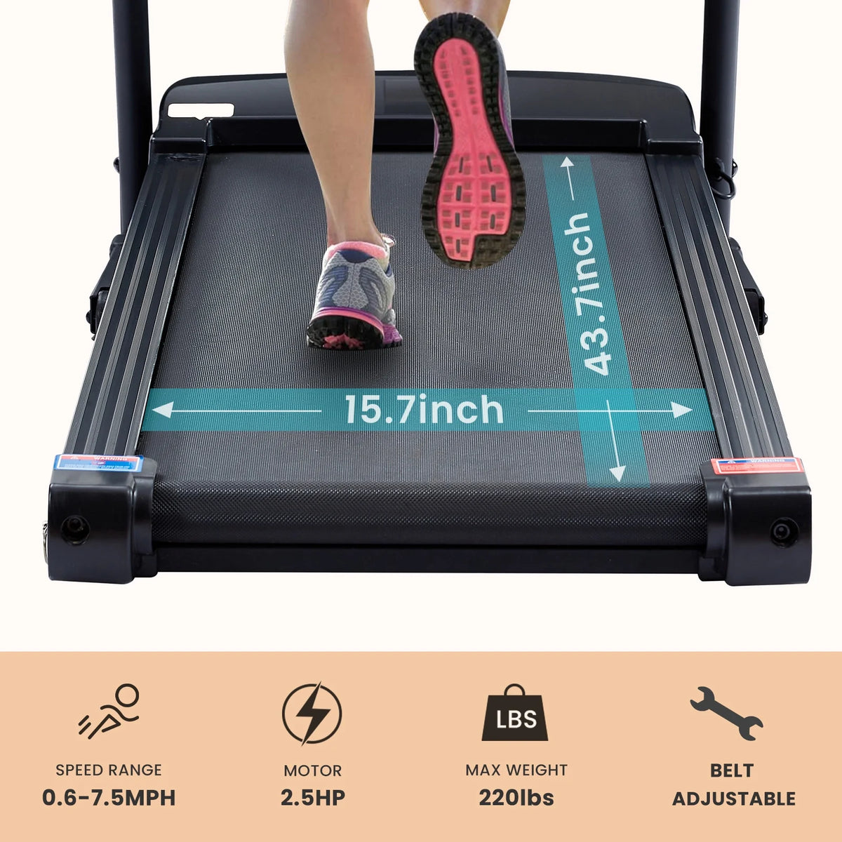 2.5HP Foldable Electric Treadmill with Shock-Absorbent Deck G4783