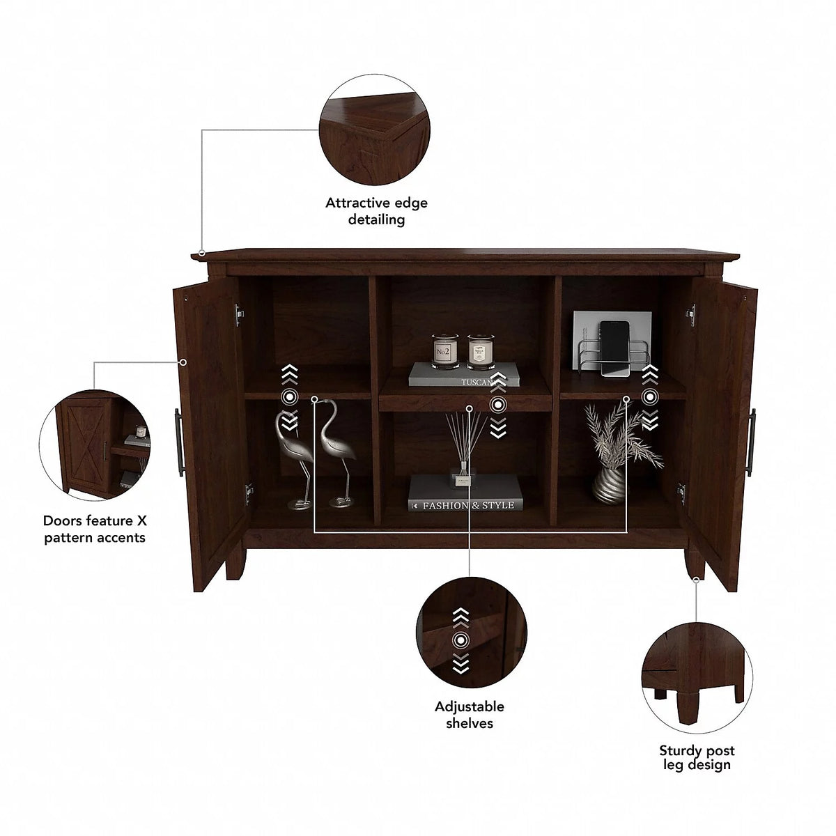 Bing Cherry Engineered Wood Accent Cabinet with Doors Y10555