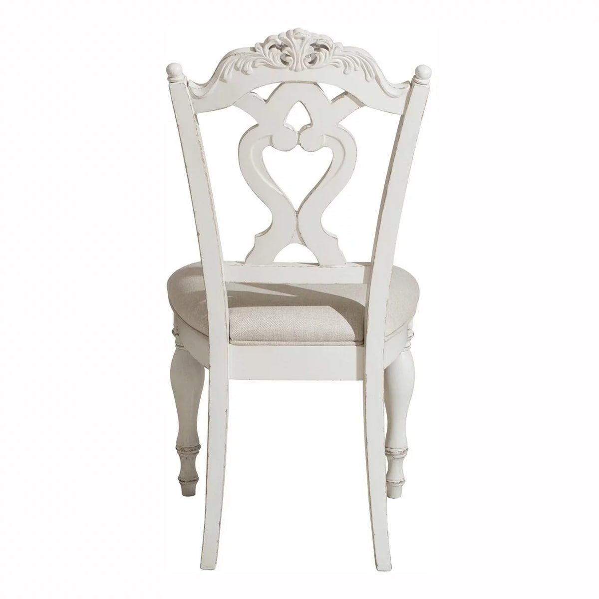 Antique White Writing Desk Chair with Engraved Backrest U54674
