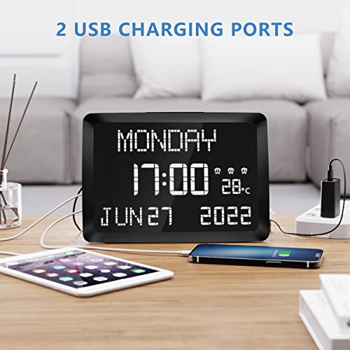 11.5" Large Display Digital Wall Clock with Calendar Q6786