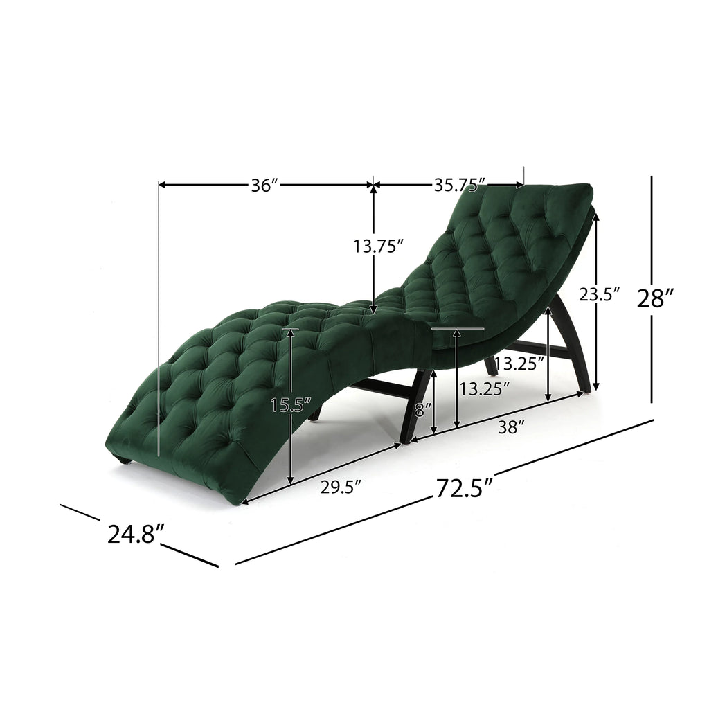 Emerald Velvet Chaise Lounge W438