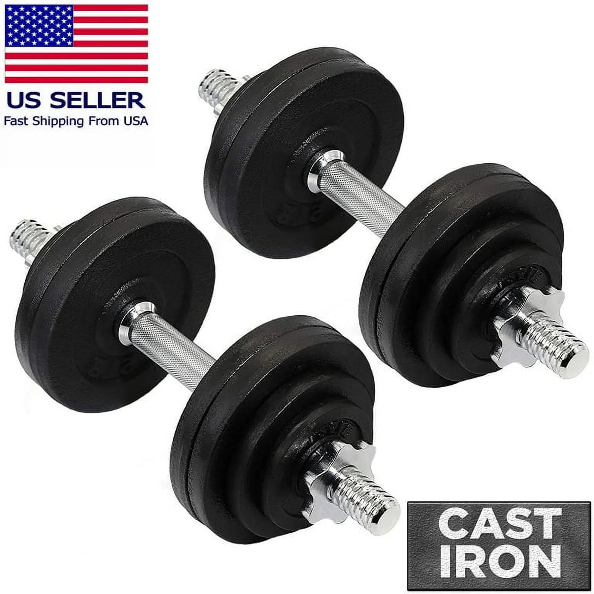 Adjustable Cast Iron Dumbbell Sets with Bars, Plates, Collars A726227