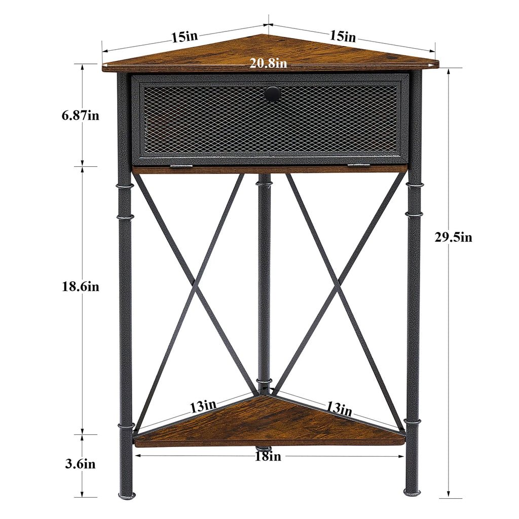 Brown Corner Storage Cabinet with Flip Drawer and Shelf O2769