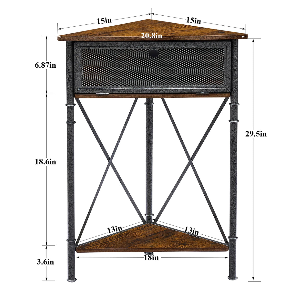 Brown Corner Storage Cabinet with Flip Drawer and Shelf O2769