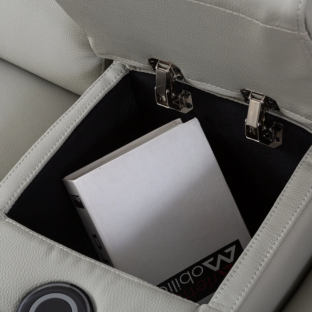 Light Grey Top Grain Leather Sectional with Power Recliners B781716
