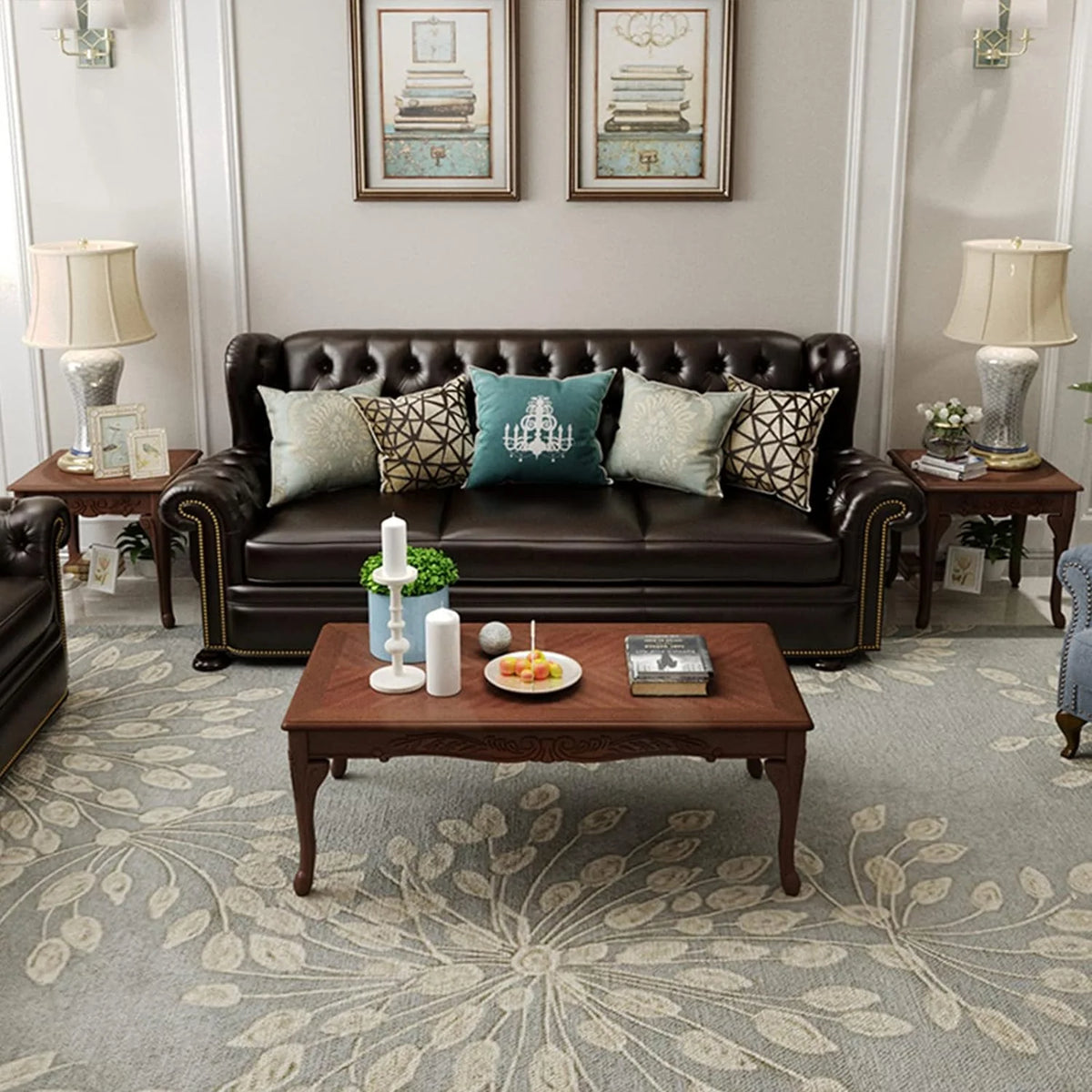 3 Piece Wood Coffee Table Set with 2 End Tables V59893