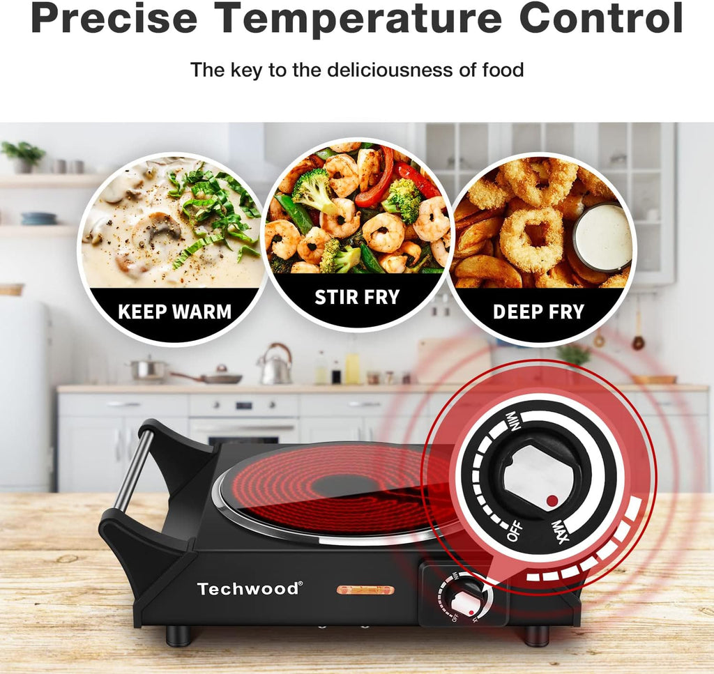 Portable Electric Hot Plate 1200W Single Burner O522748