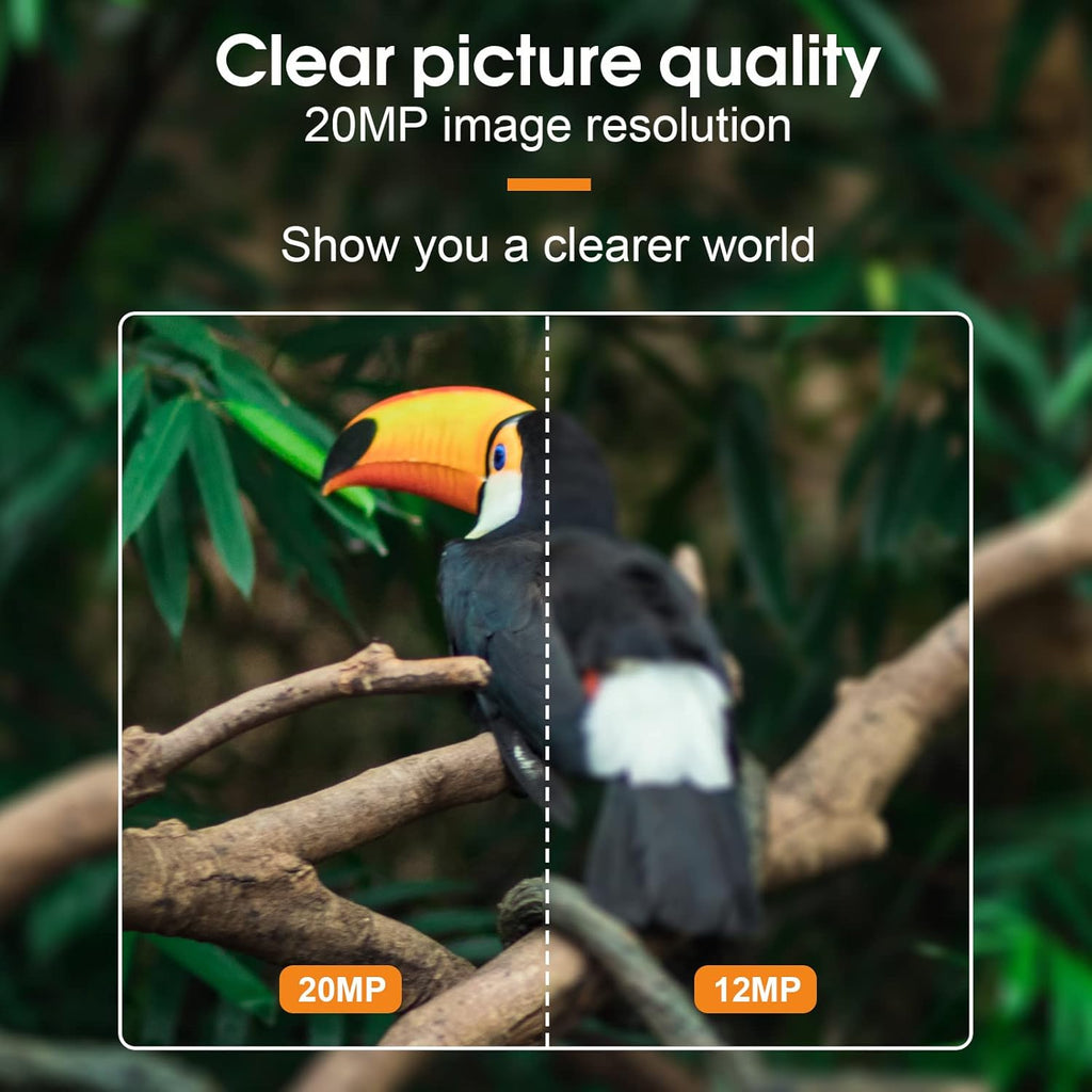 1080P 20MP Hunting Game Camera with 120° Wide-Angle Motion Sensor No Glow IR Night Vision IP66 Waterproof O760