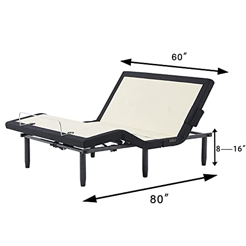 Full Adjustable Bed Frame with Back Massage and Wireless Remote C1870