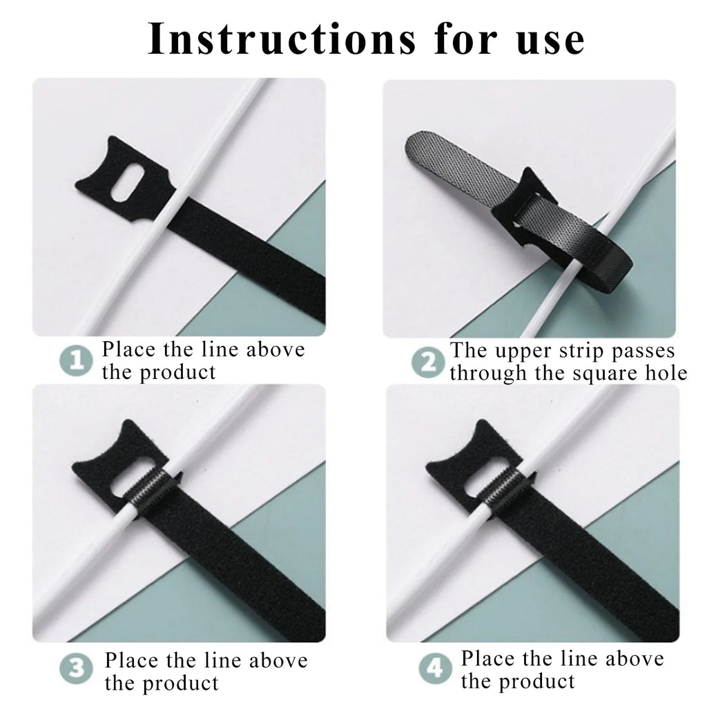 200PCS Black Reusable Velcro Cable Straps Q829