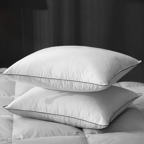 King Size Set of 2 Hybrid Goose Down Pillow with Memory Foam and Organic Cotton Cover M976721