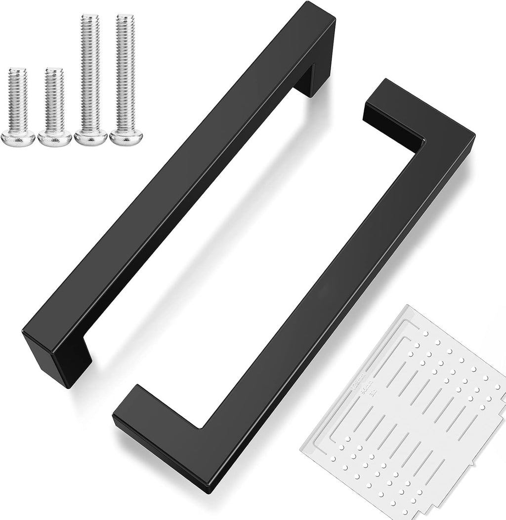 25 Pack 3 Inch Matte Black Square Cabinet Pulls I806628