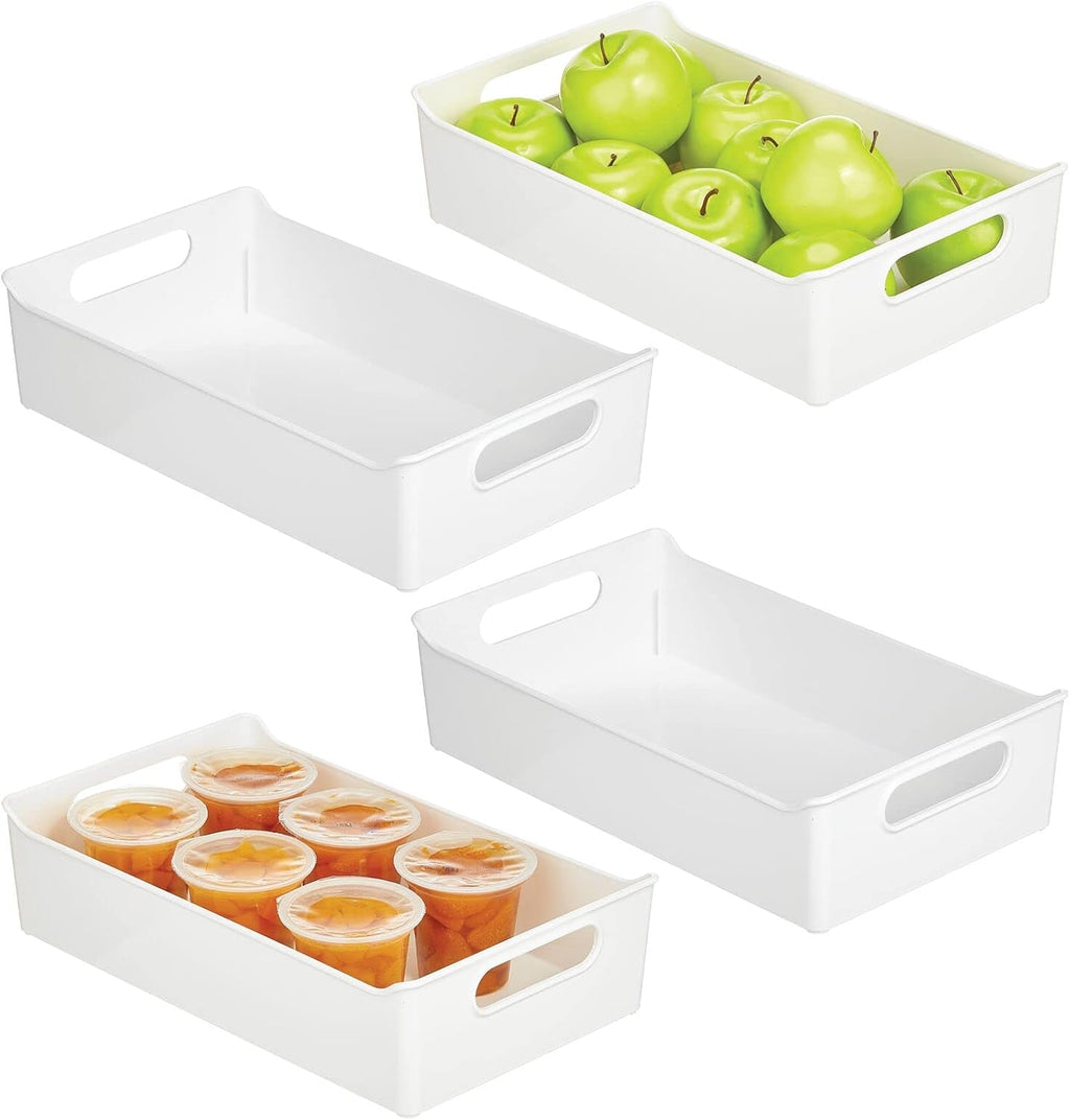 Clear Plastic Kitchen Storage Container Bins with Handles 4 Pack J387