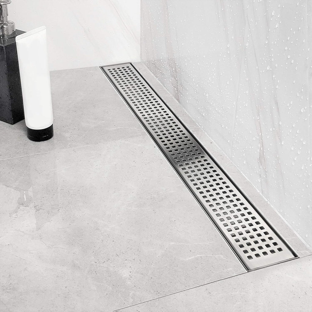 36-Inch Linear Shower Drain with Pattern Grate Cover, Brushed 304 Stainless Steel T224715