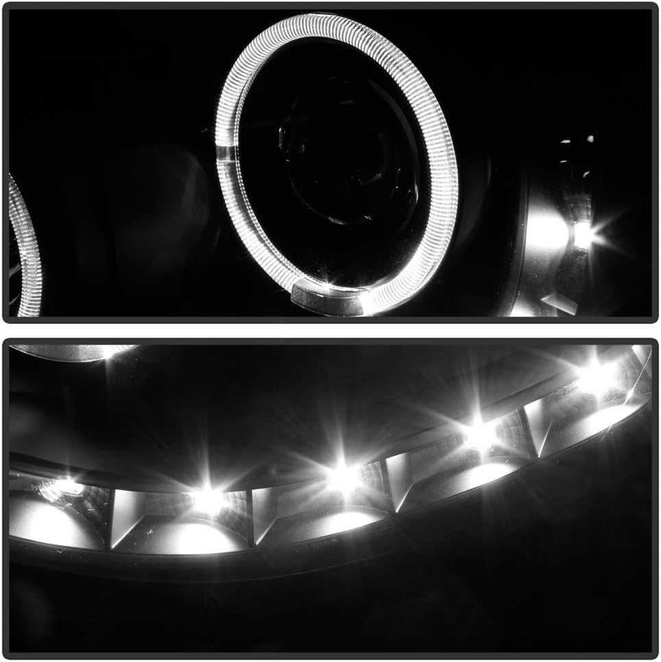 Black LED Projector Headlights Pair Set Y6619