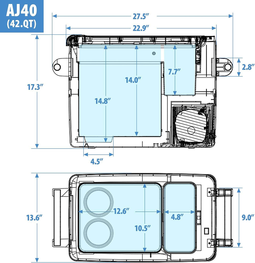 42 Quarts Portable Freezer Fridge, 12 volt Refrigerator A1086