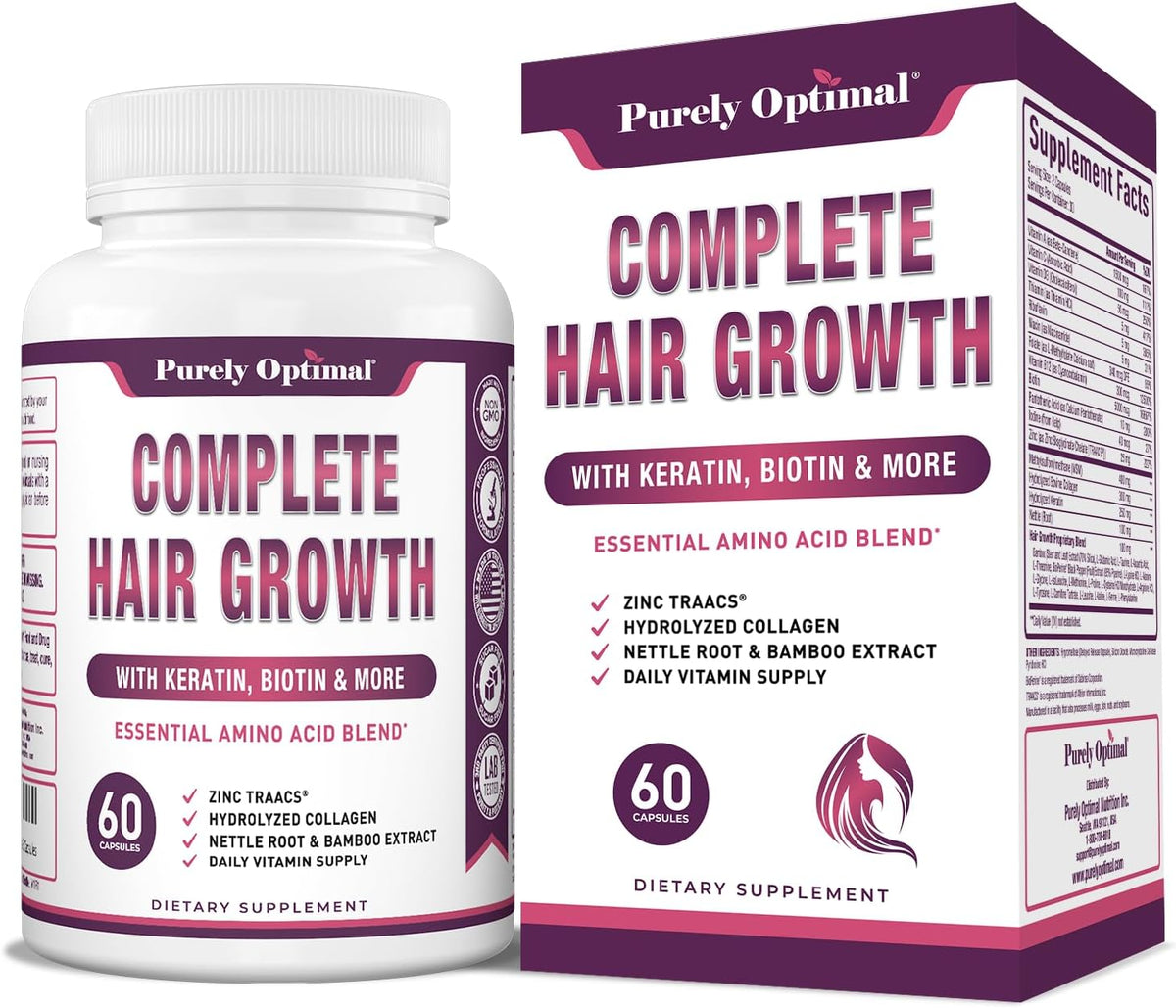 Hair Growth Vitamins with Biotin & Keratin, 60 Capsules N778503