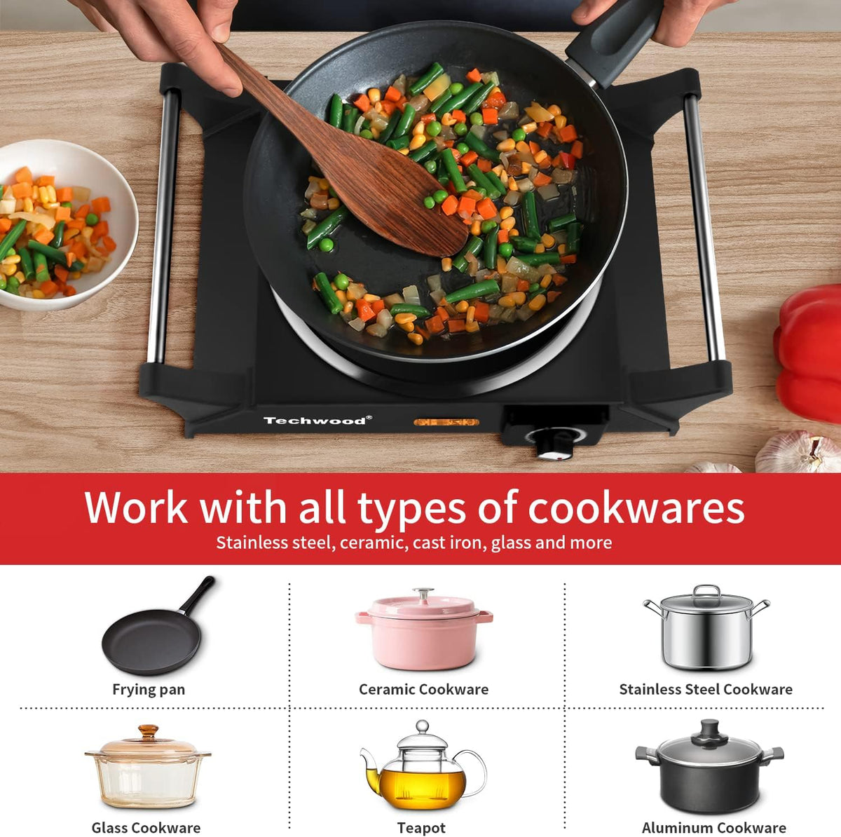 Portable Electric Hot Plate 1200W Single Burner O522748
