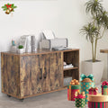 Brown Wood Lateral File Cabinet with Dual Doors Y524