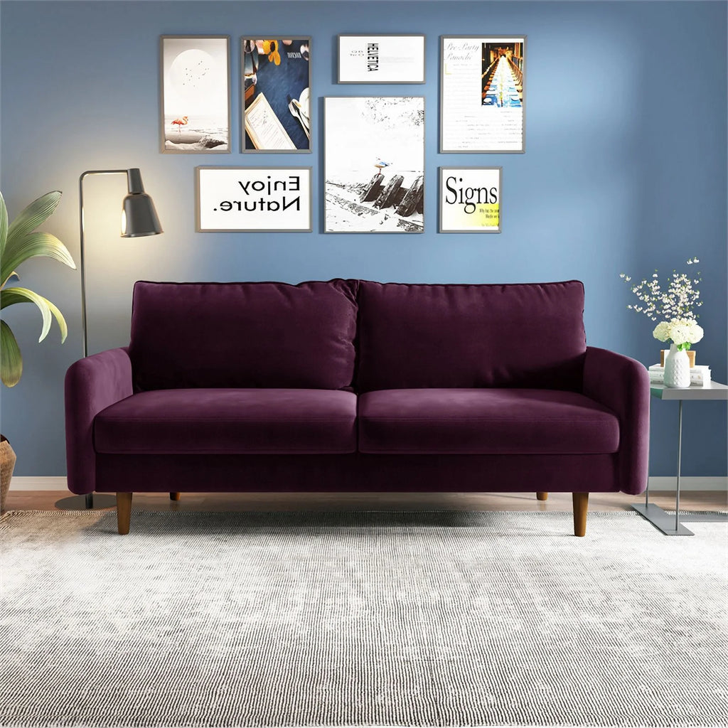 70" Upholstered Velvet Sofa in Purple Z638534